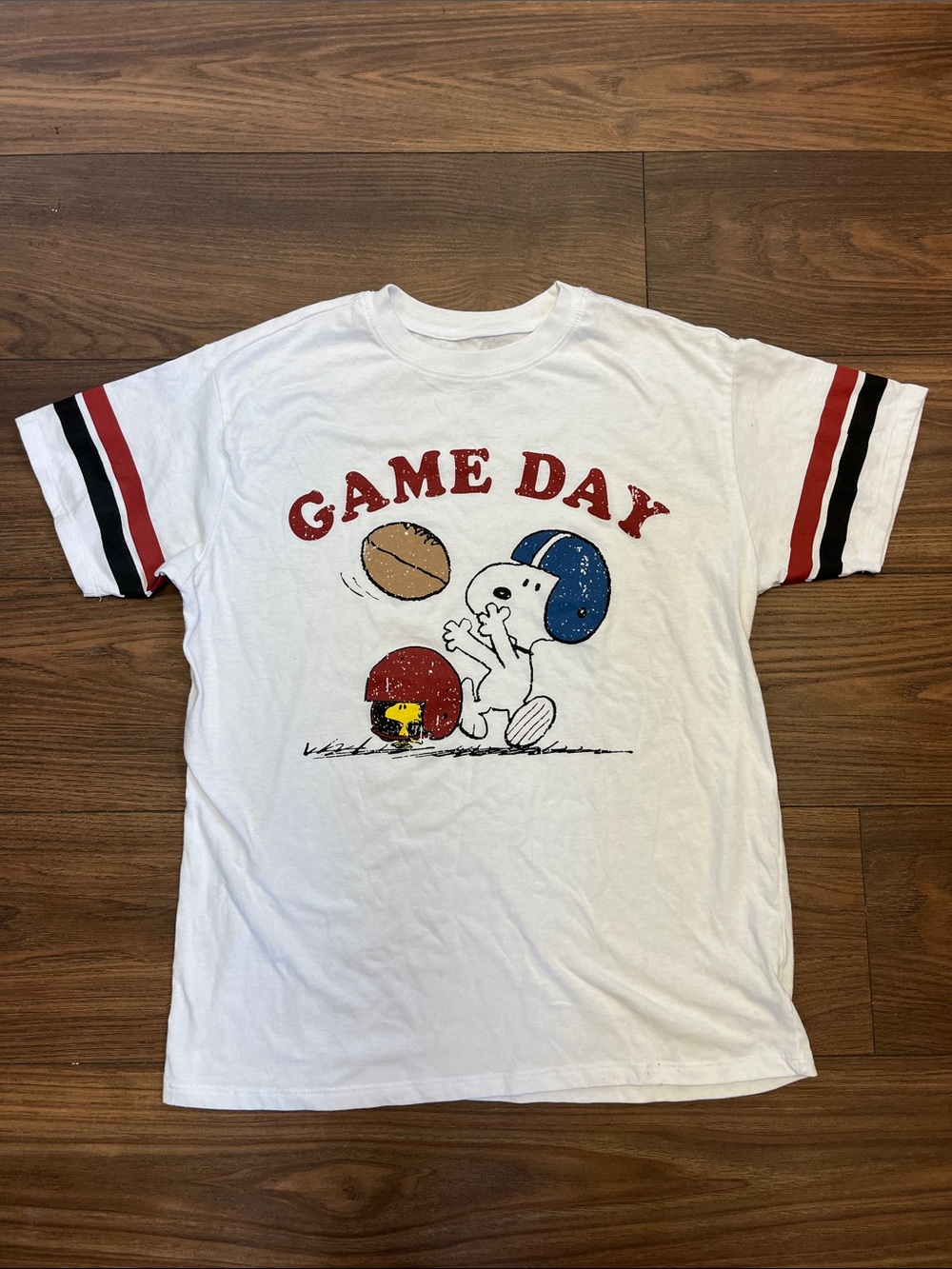 Peanuts Game Day Tee - White with Red, Blue & Black Accents